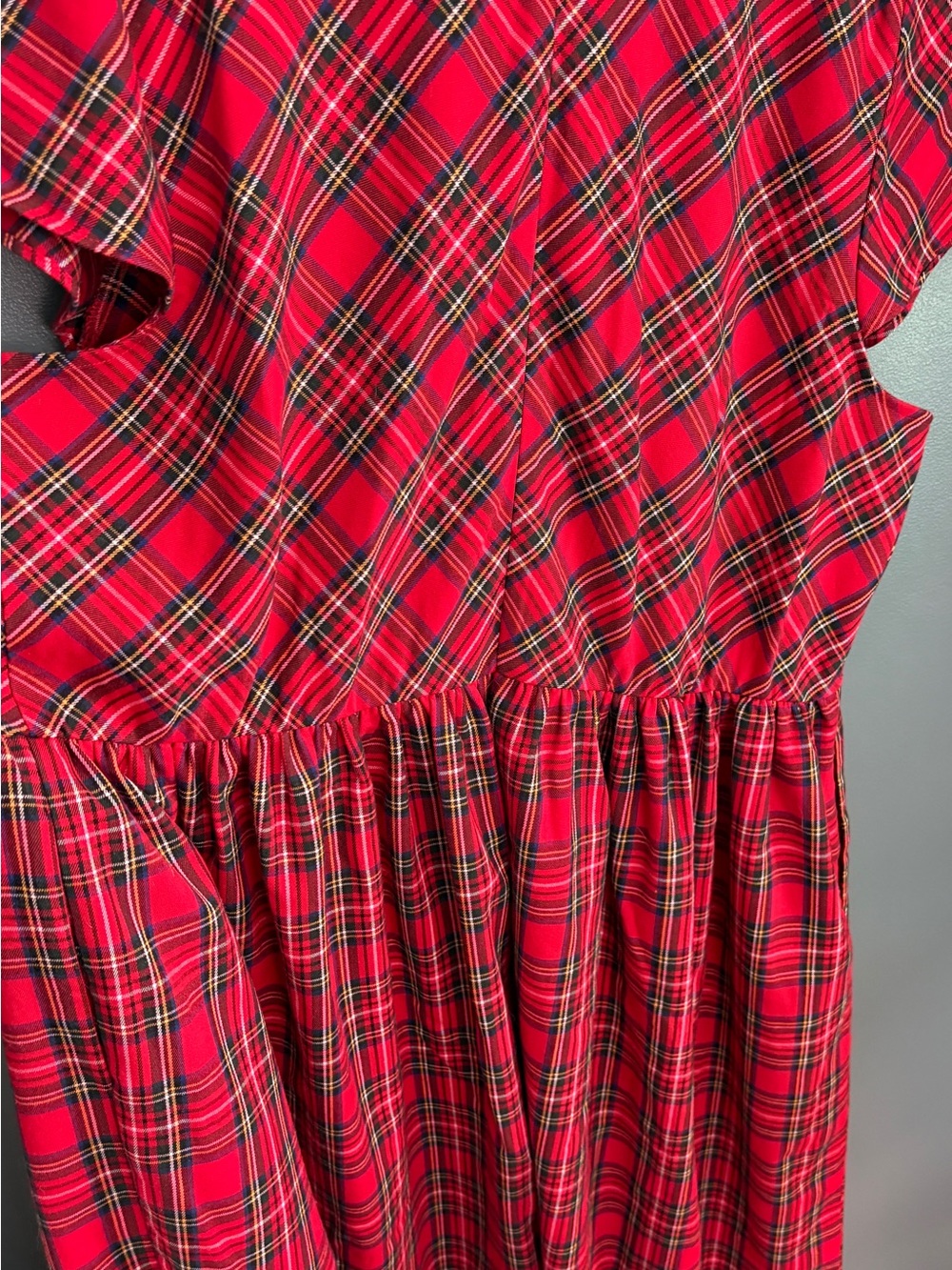 Lane Bryant Women’s Cap-Sleeve Fit & Flare Midi Dress Red Tartan Plaid Size 24 - Picture 7 of 9